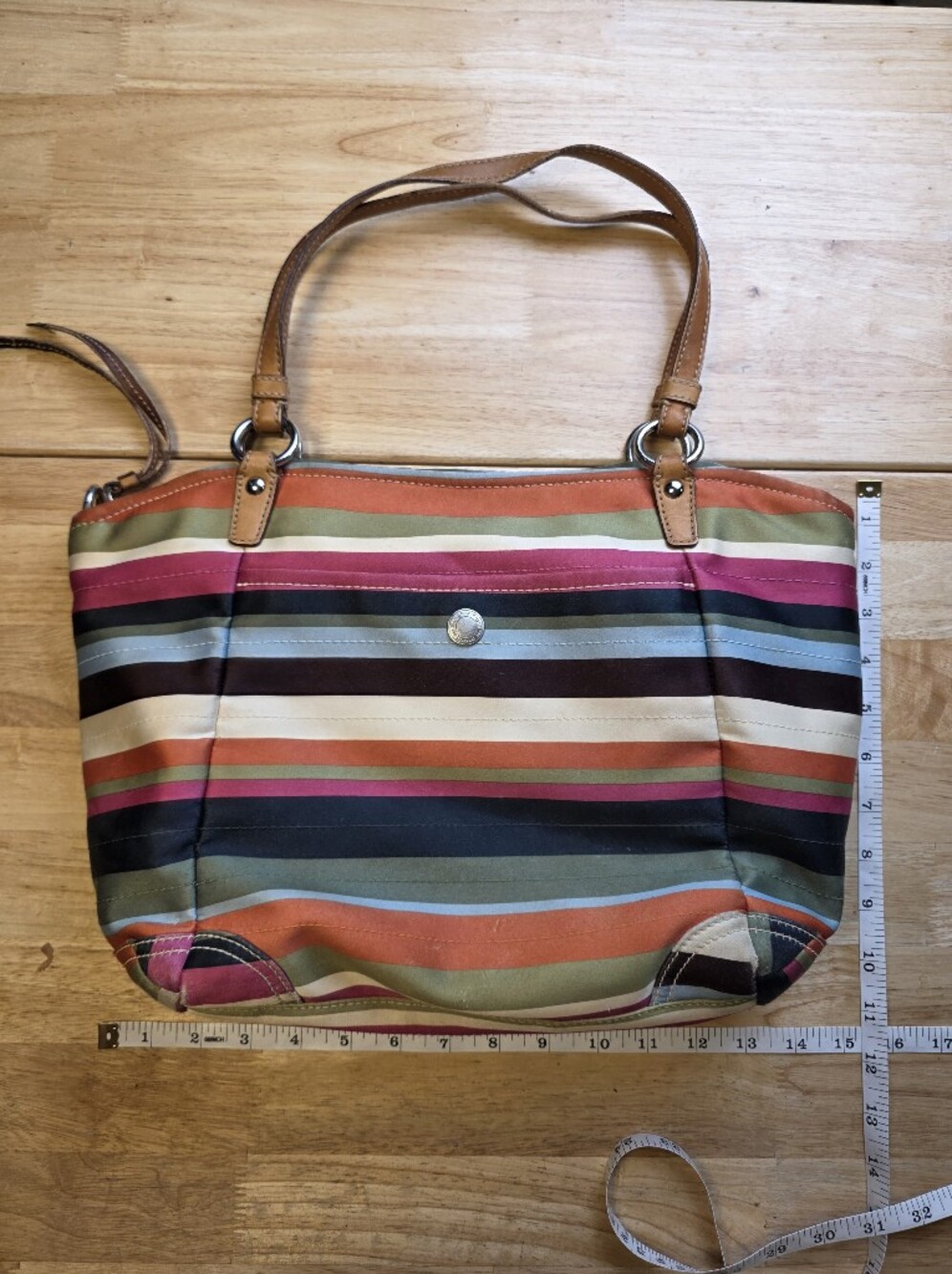 Vintage Coach Legacy Striped Shoulder Bag Purse 11 x 14 x 5 - Picture 12 of 13
